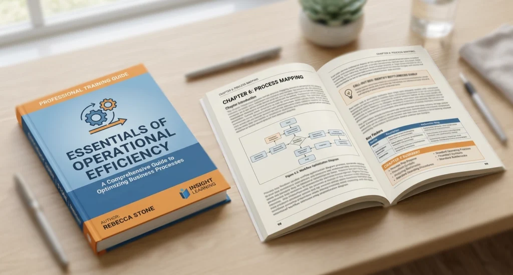 Interior spread from a training manual with diagrams, call-out boxes and summary panels